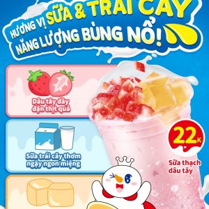 🍓 SỮA THẠCH DÂU TÂY - SỰ NGỌT NGÀO CỦA MÙA ĐÔNG 👉Hương vị sữa thơm ngậy hoà quyện cùng dâu tây ngọt ngào 👉Thạch đào mềm dẻo mát lành 👉Đem đến sự ngọt ngào cho mùa đông của bạn ❗️Giá chỉ 22K