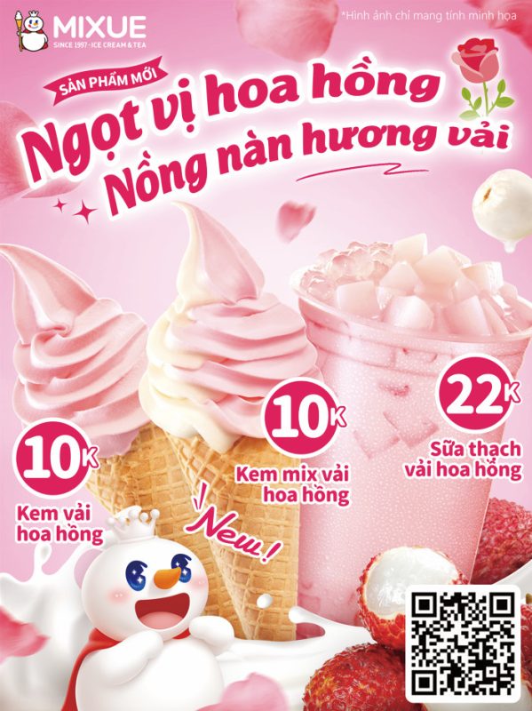 Mixue vải hoa hồng